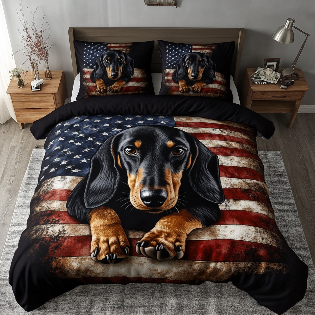 Dachshund Dash 3-Piece Quilted Bedding Set - Single (59" x 70")