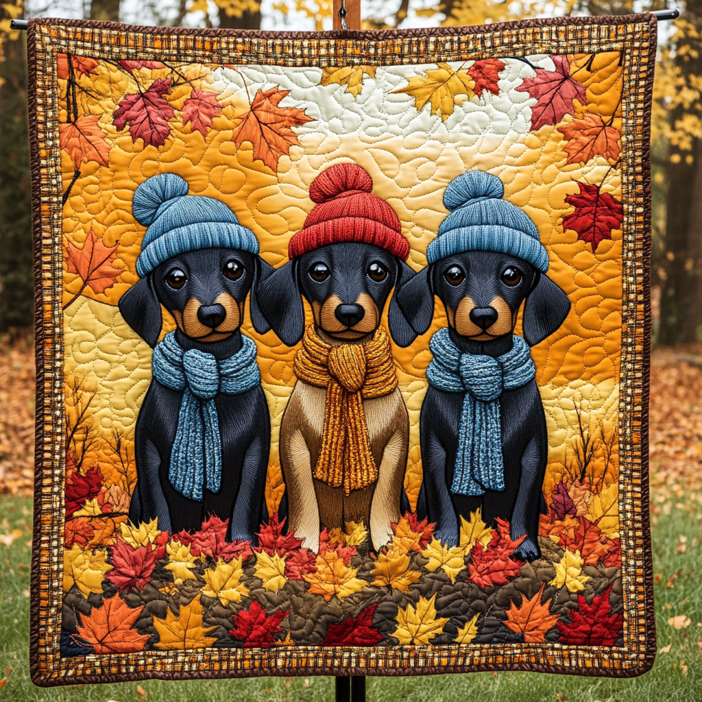 Dachshund Dash Quilted Blanket - Throw (55" x 60")