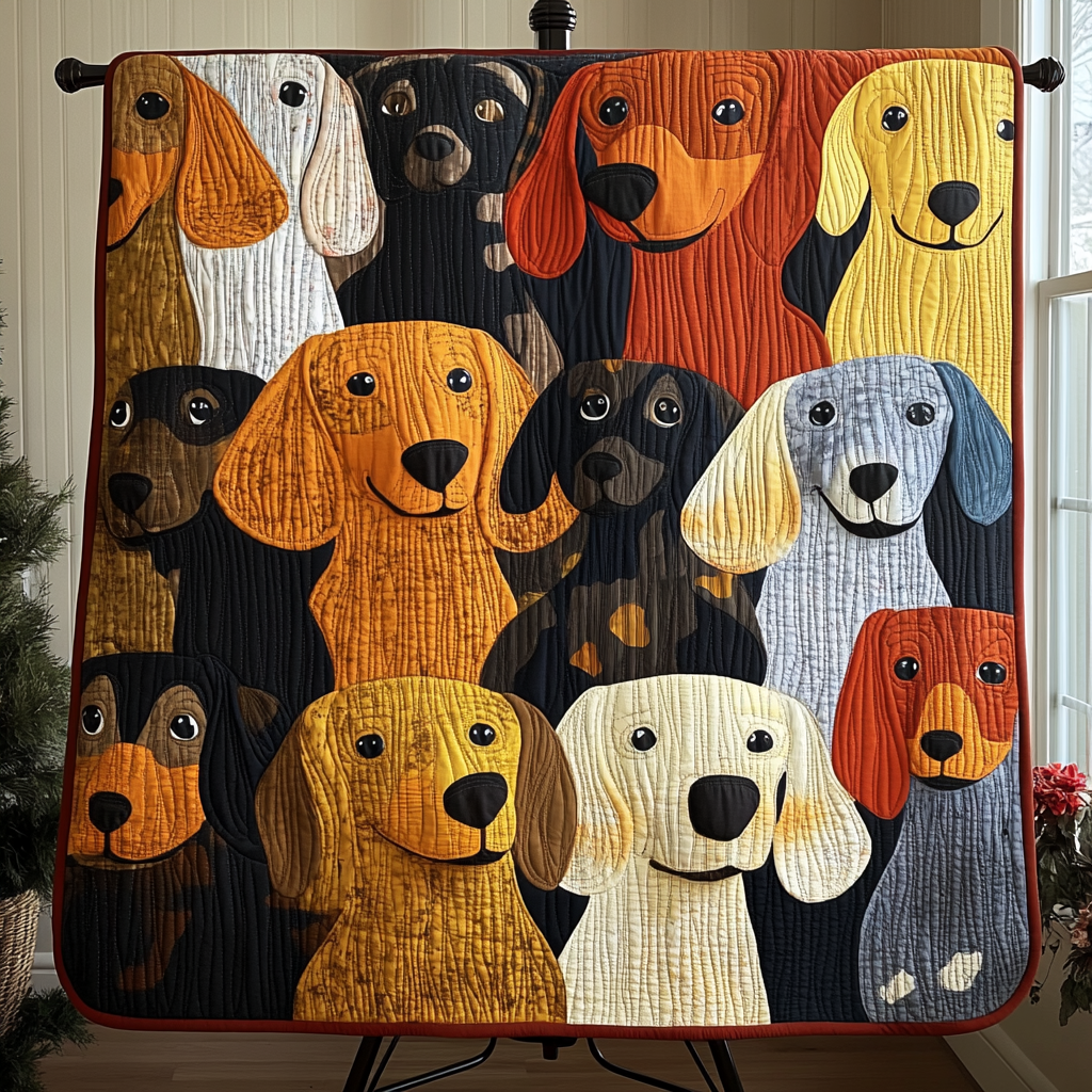 Dachshund Delight Quilted Blanket - Baby (30" x 40")