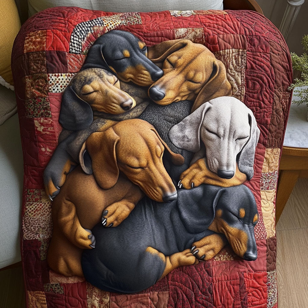 Dachshund Delight Quilted Blanket - Throw (55" x 60")
