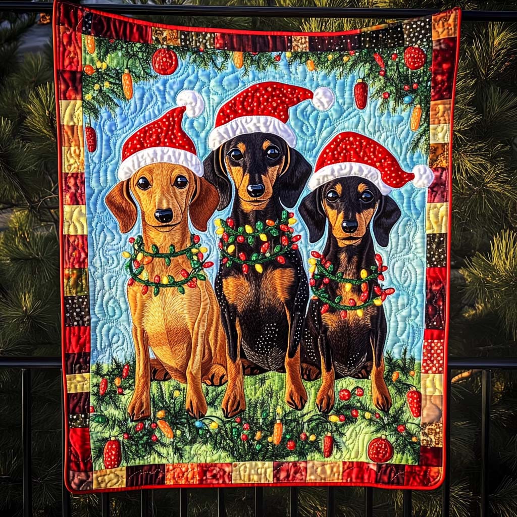 Dachshund Delights Quilted Blanket - Throw (55" x 60")
