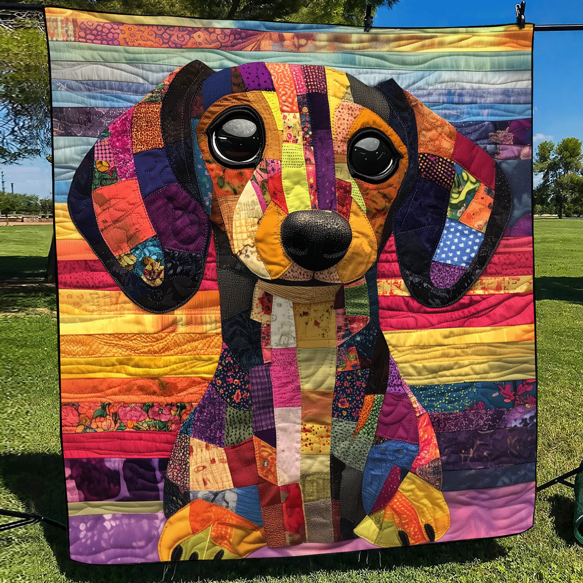 Dachshund Joy Quilted Blanket - Throw (55" x 60")