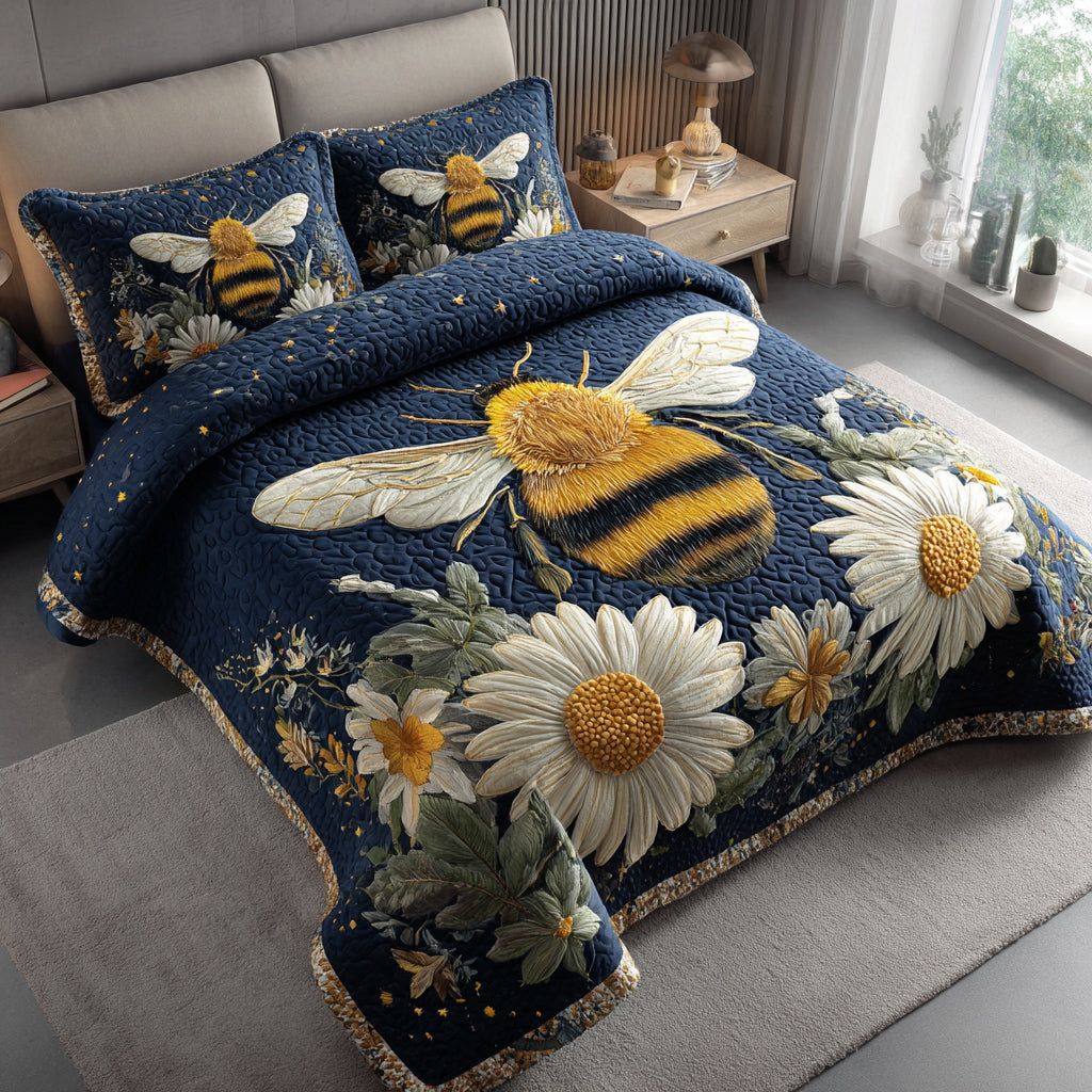 Dahlia Bee 3-Piece Quilted Bedding Set - Single (59" x 70")