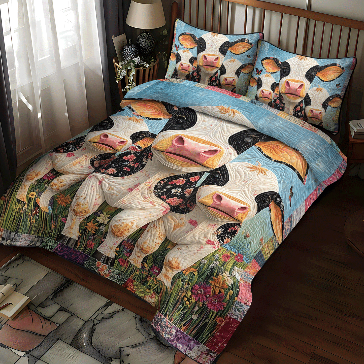 Dairy Buddies 3-Piece Quilted Bedding Set - Single (59" x 70")