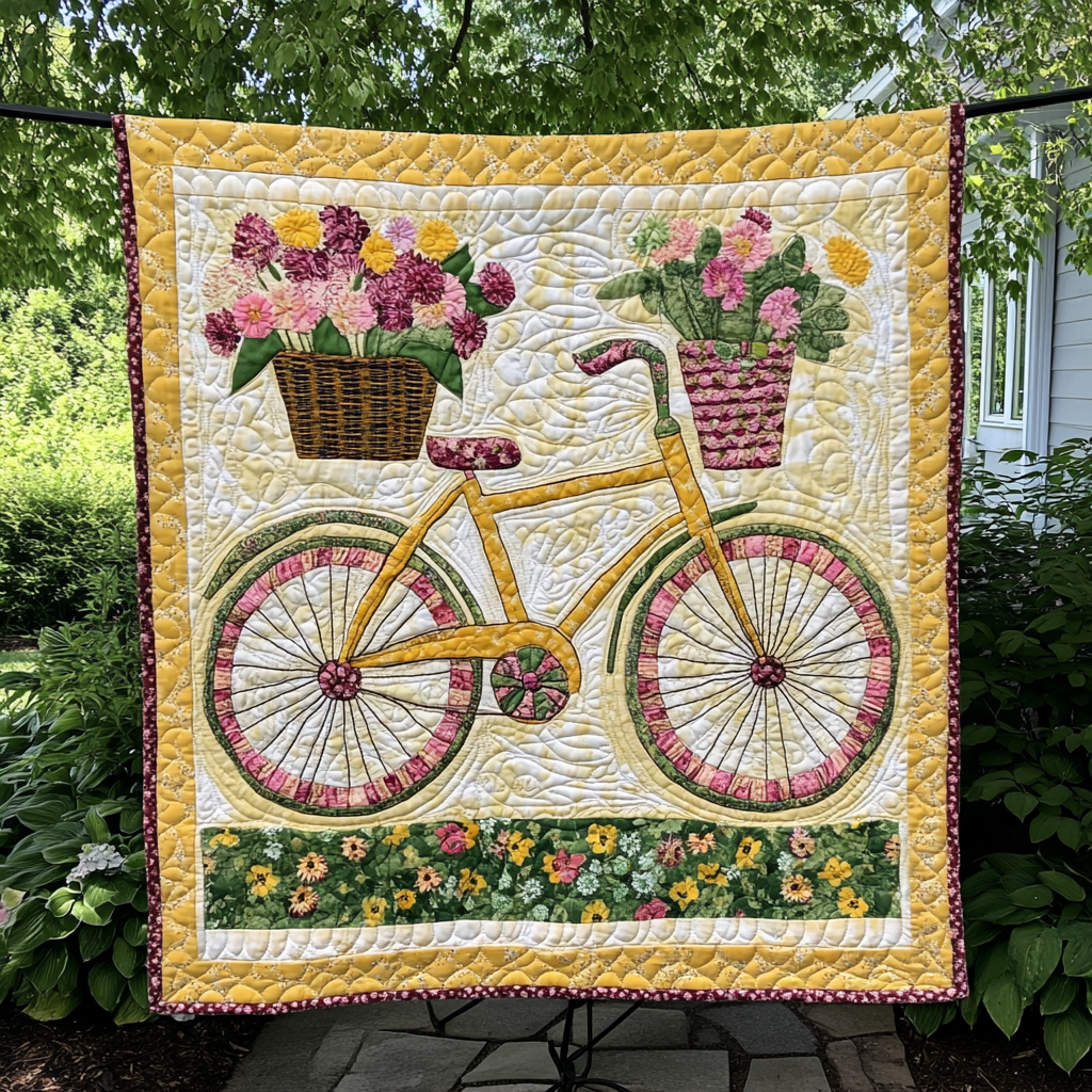 Daisy Chain Ride Quilted Blanket - Throw (55" x 60")