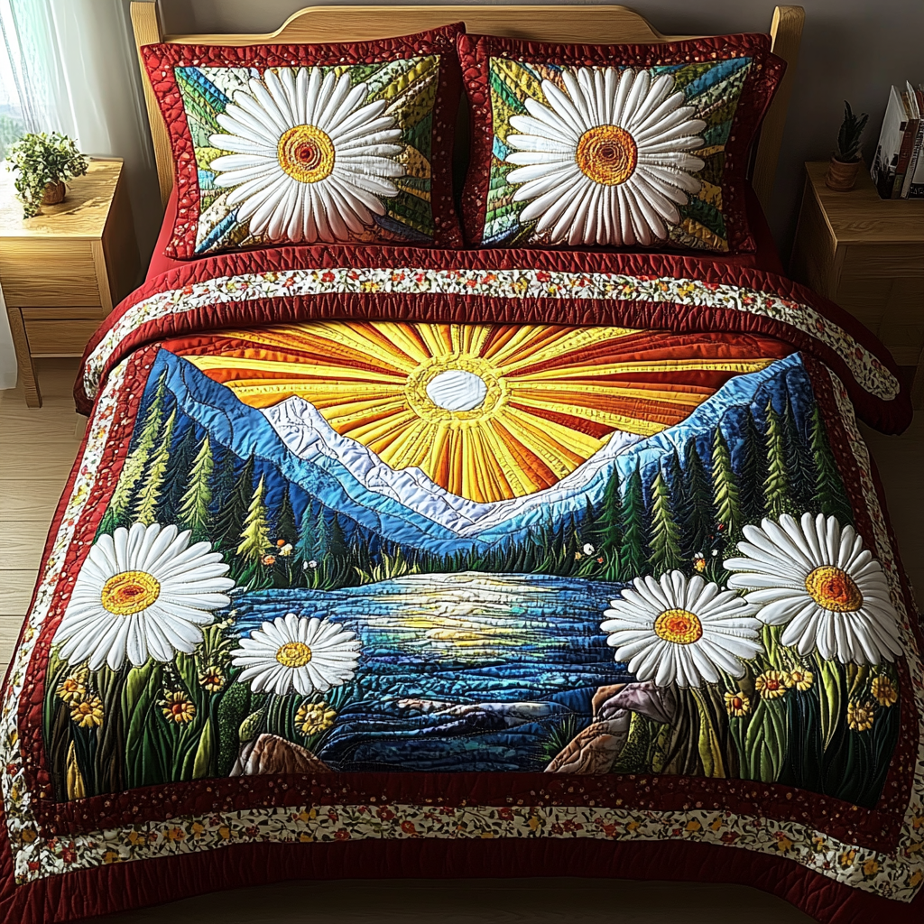 Daisy Sunrise 3-Piece Quilted Bedding Set - Single (59" x 70")