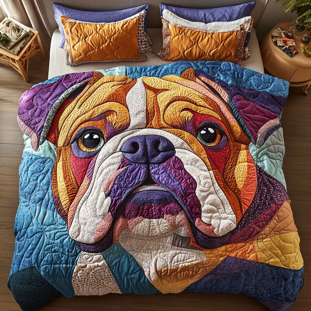 Dandy Bulldog 3-Piece Quited Bedding Set - Single (59" x 70")
