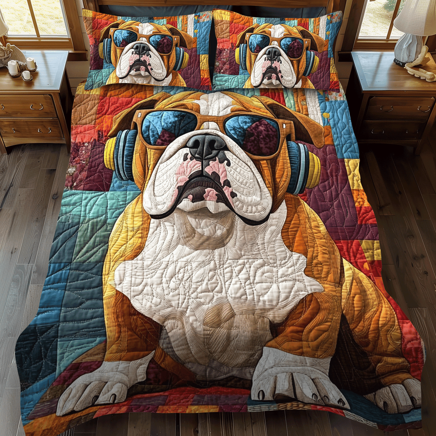 Dapper Bulldog Quilted Bedding Set - Single (59" x 70")