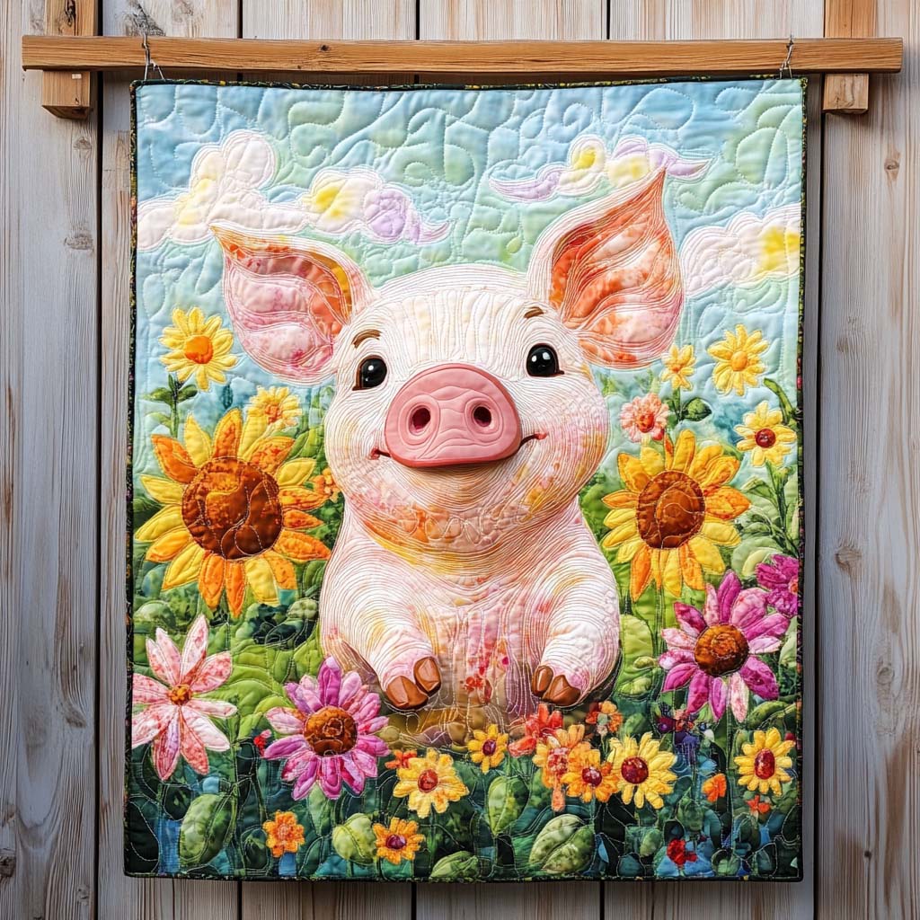Dapper Piglet Quilted Blanket - Throw (55" x 60")