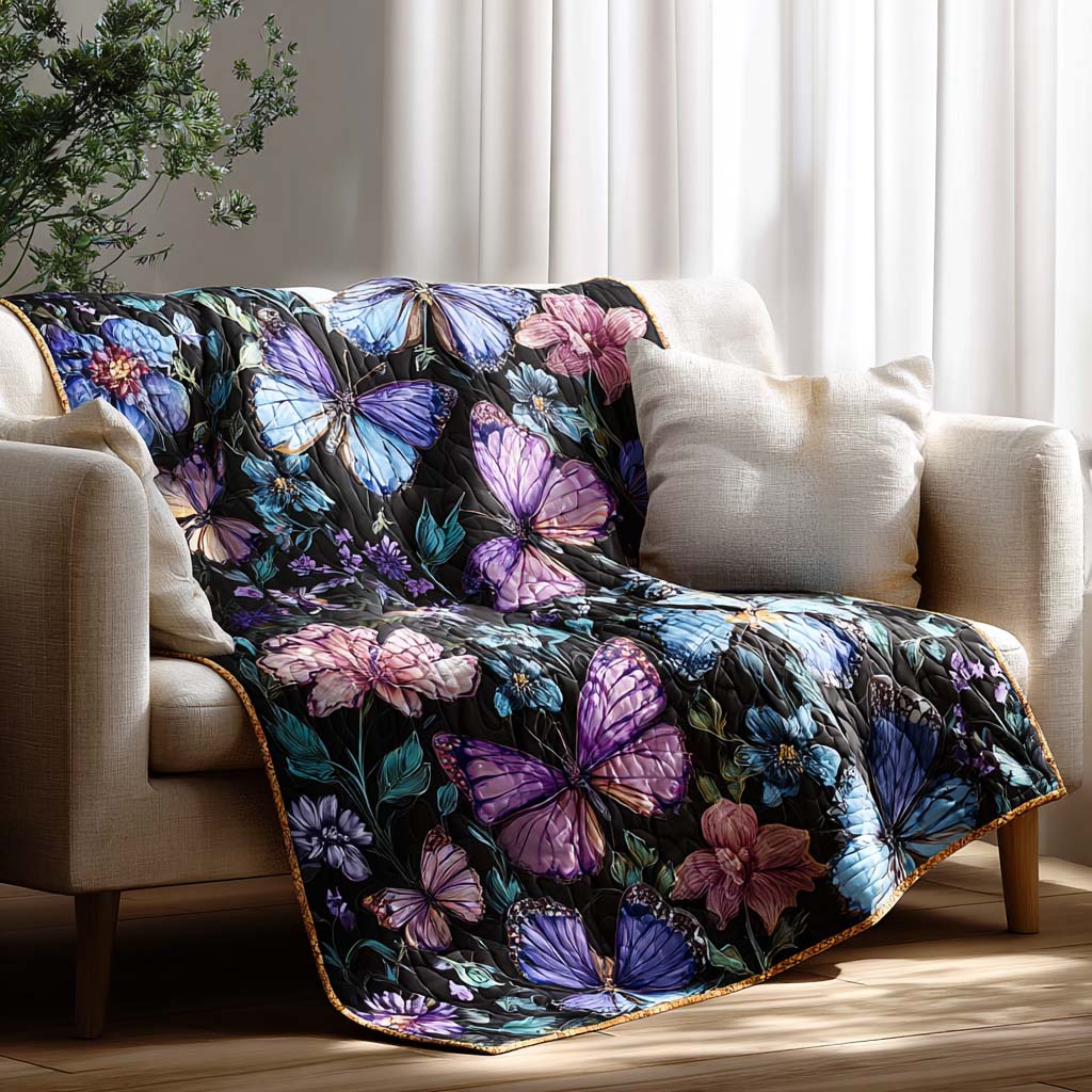 Dark Floral Wings Quilted Blanket - Baby (30" x 40") - Pack 1