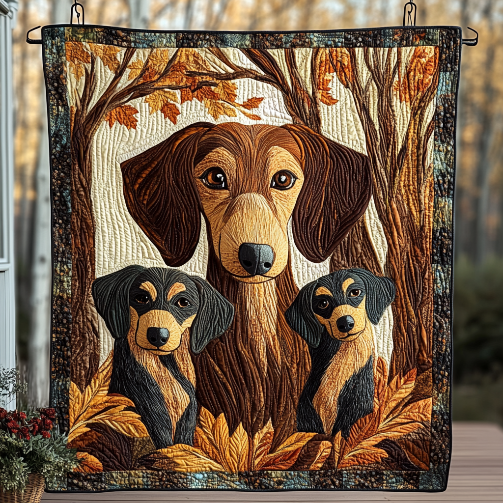 Dashing Dachshund Quilted Blanket - Throw (55" x 60")