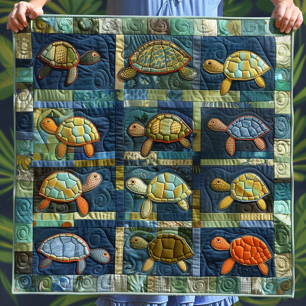Deep Sea Turtle Dance Quilted Blanket - Throw (55" x 60")