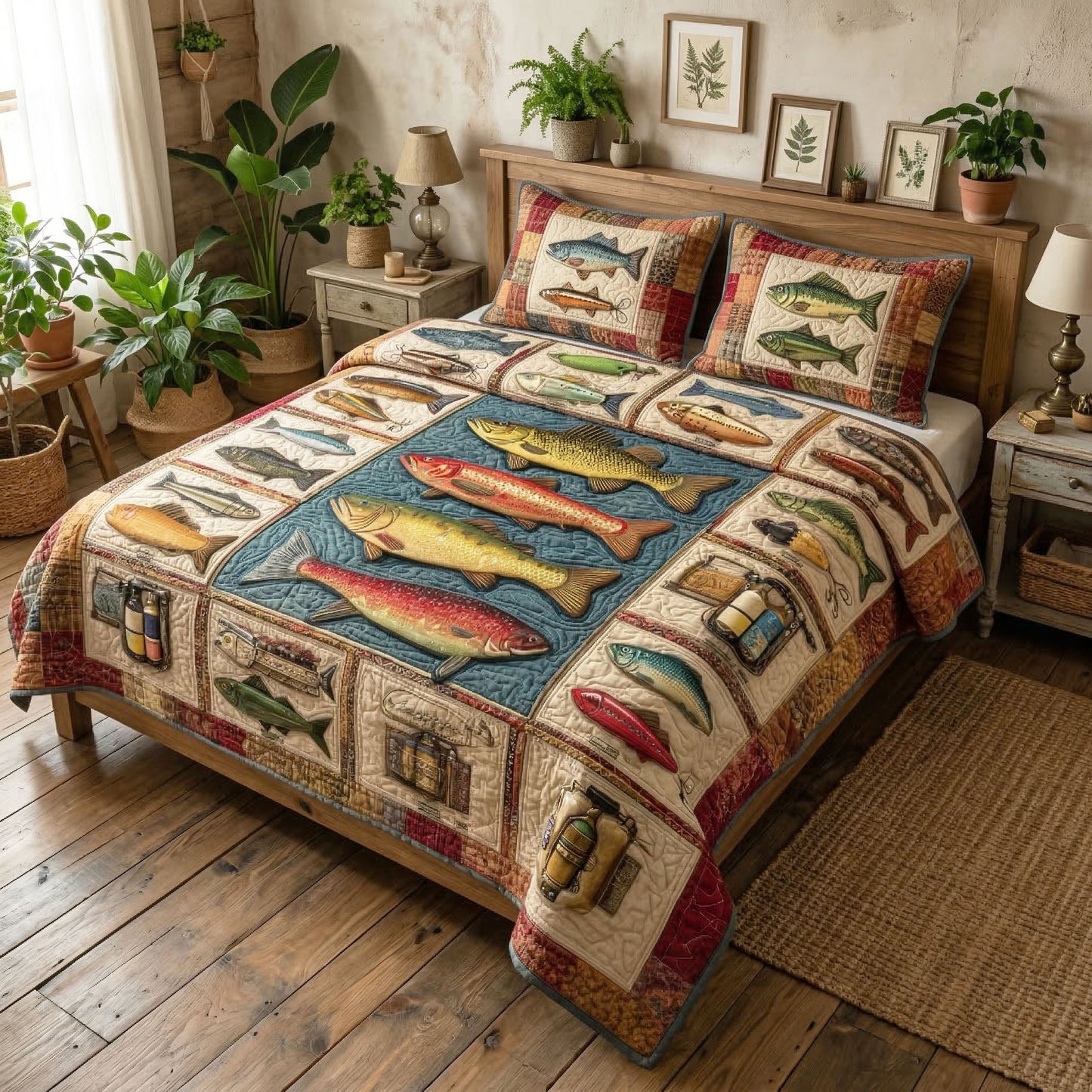 Deep Angler 3-Piece Quilted Bedding Set - Single (59" x 70")