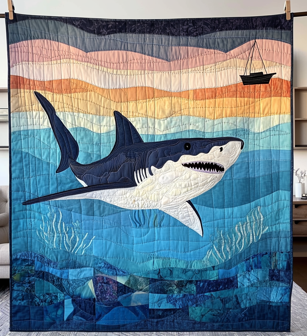 Deep Blue Hunter Quilted Blanket - Throw (55" x 60")