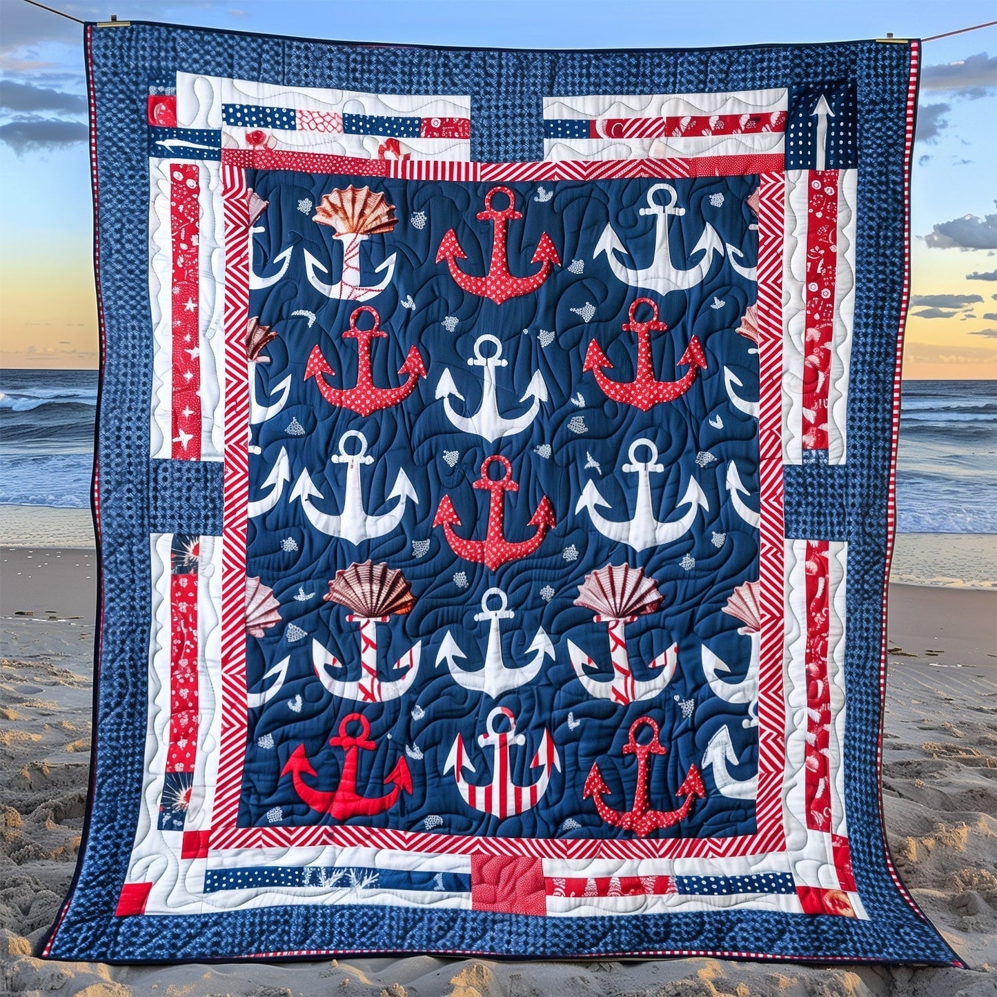 Deep Sea Anchors Quilted Blanket - Throw (55" x 60")