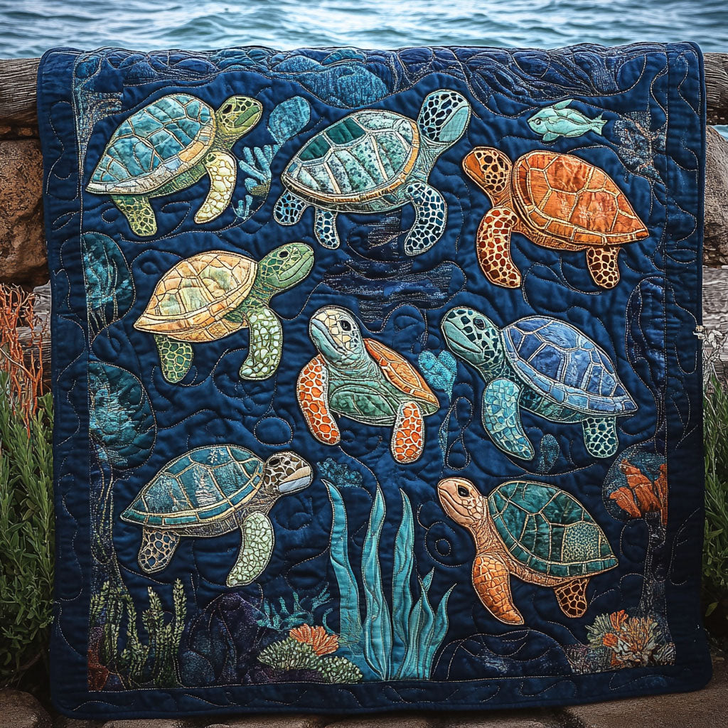 Deep Sea Delight Quilted Blanket - Throw (55" x 60")