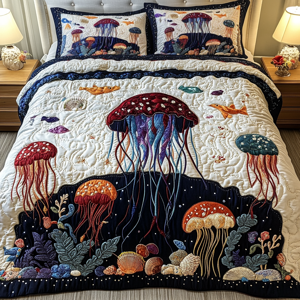 Deep Sea Drift 3-Piece Quilted Bedding Set - Single (59" x 70")