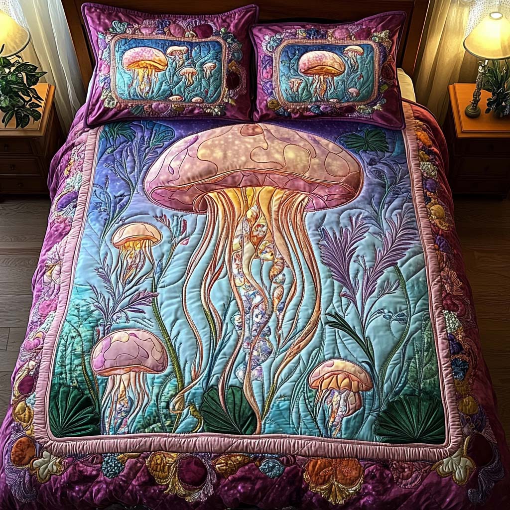Deep Sea Night 3-Piece Quilted Bedding Set - Single (59" x 70")