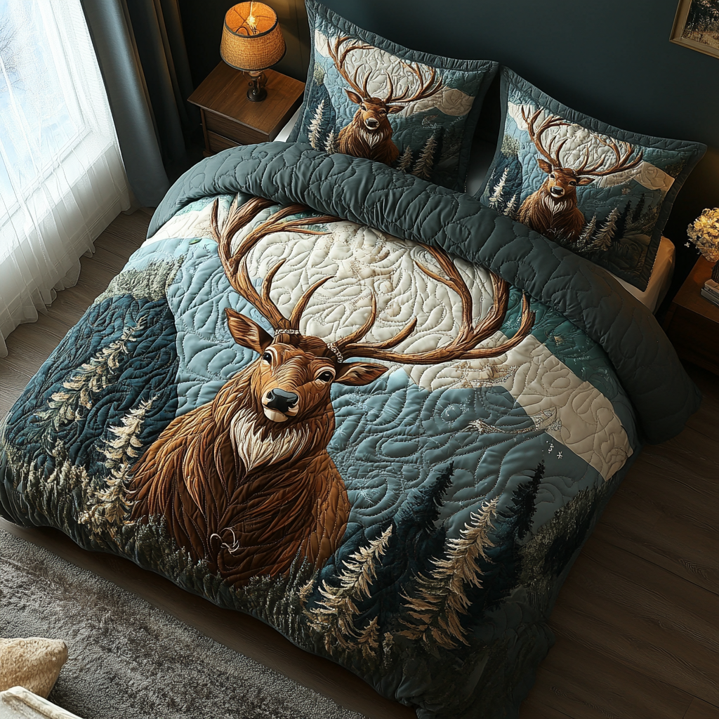 Deer Haven Quilted Bedding Set - Single (59" x 70")