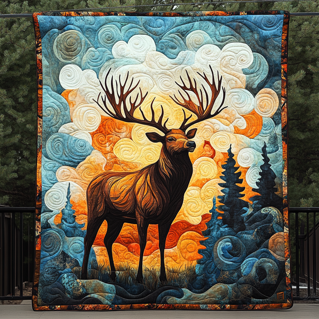 Deer Cloud Quilted Blanket - Throw (55" x 60")