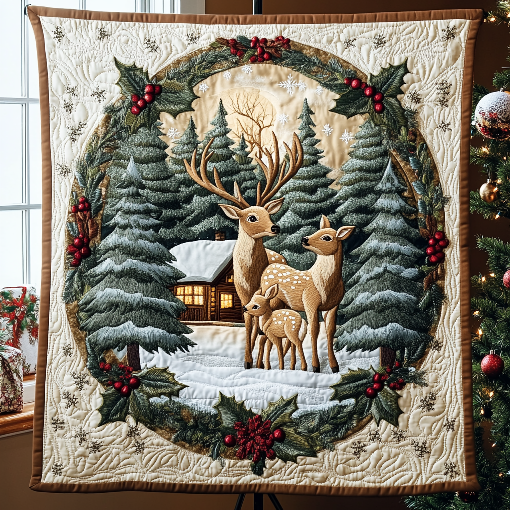 Deer Dreams Quilted Blanket - Throw (55" x 60")