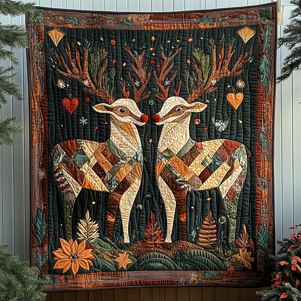 Deer Dreams Quilted Blanket - Throw (55" x 60")