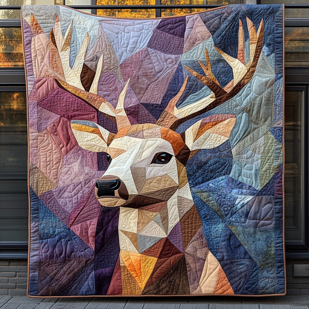 Deer Fabric Quilted Blanket - Throw (55" x 60")