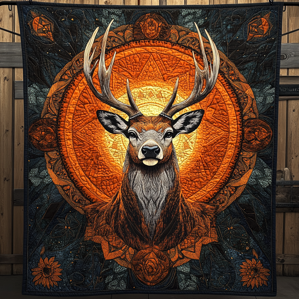 Deer Mandala Quilted Blanket - Throw (55" x 60")