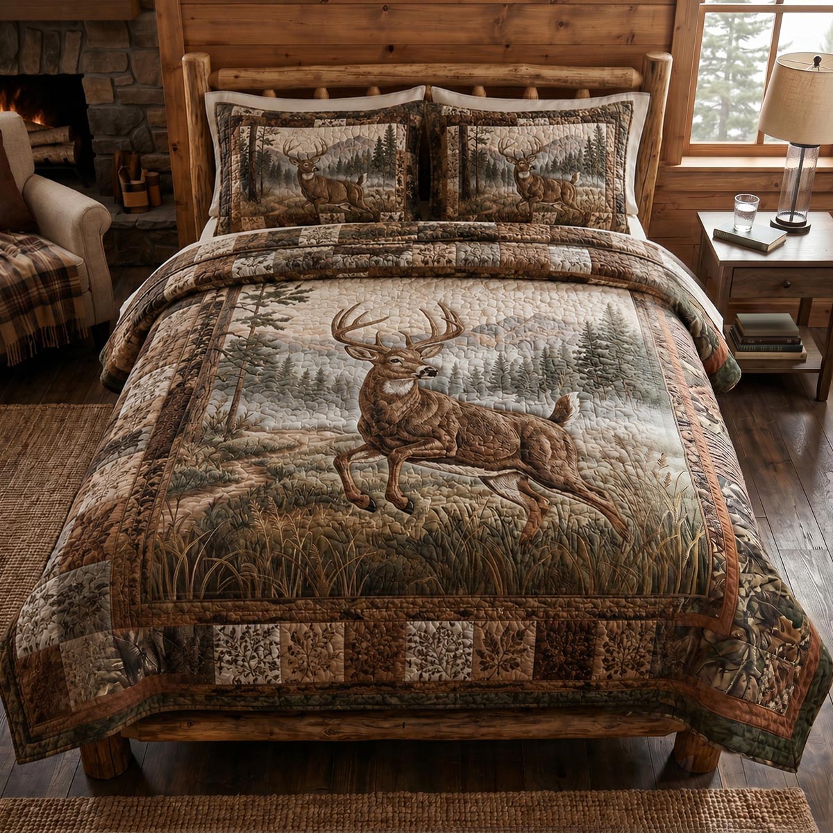 Deer Run 3-Piece Quilted Bedding Set - Single (59" x 70")