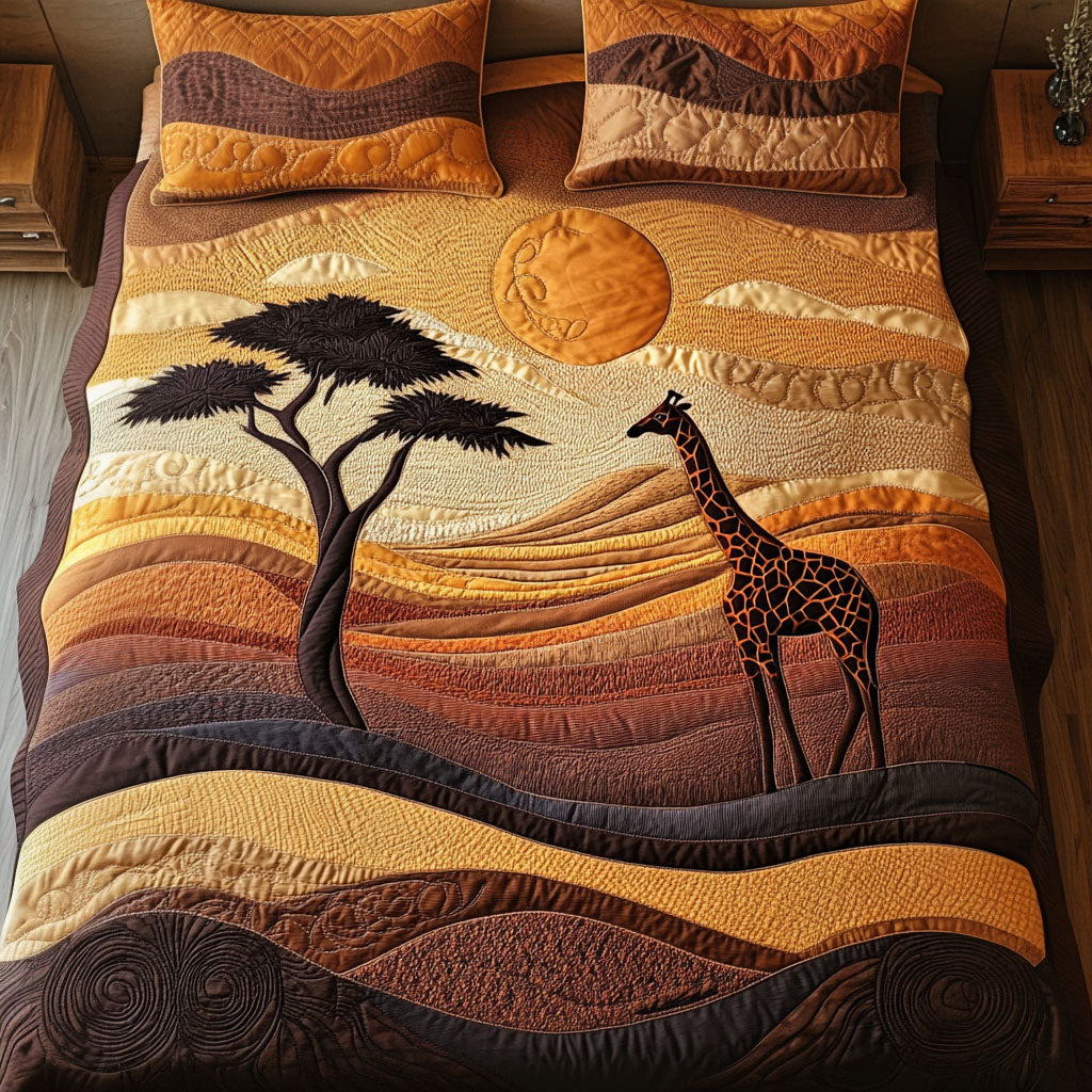 Desert Wanderer Giraffe 3-Piece Quilted Bedding Set - Single (59" x 70")