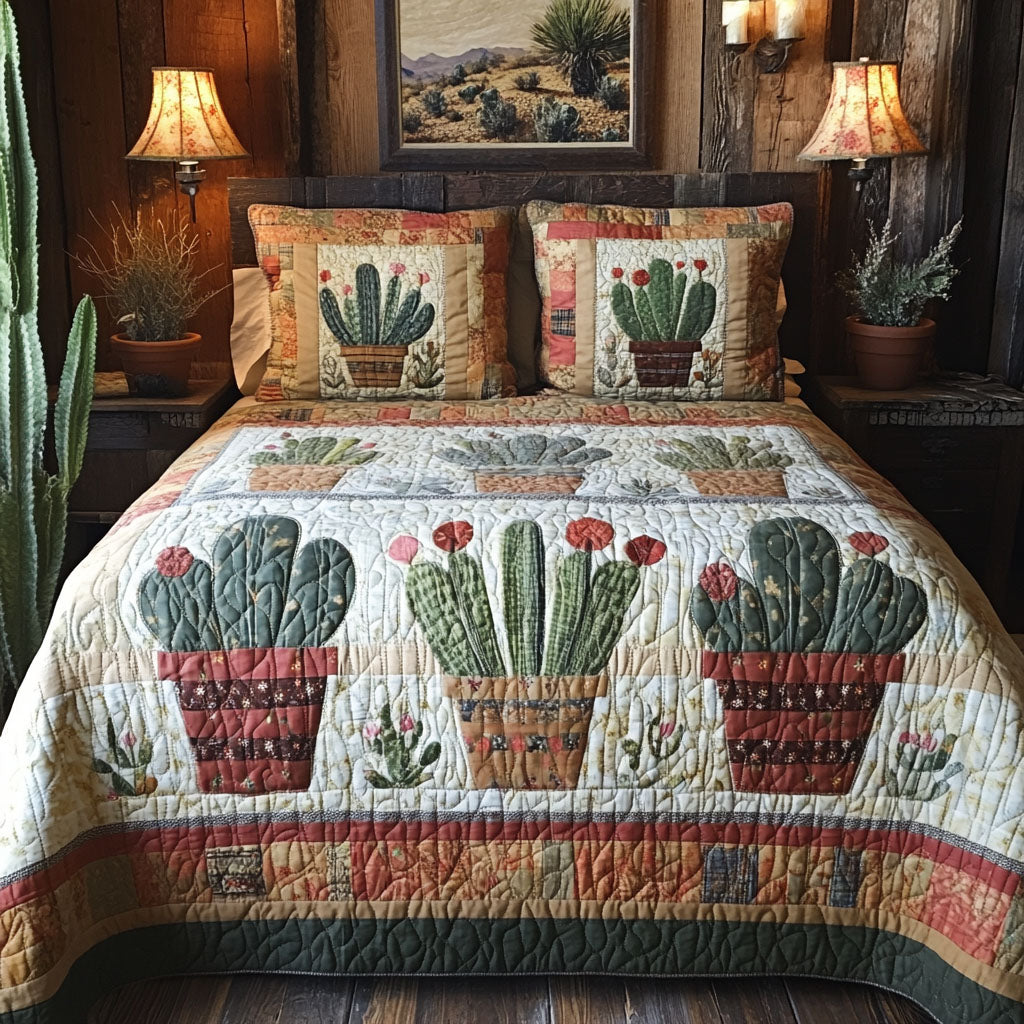 Desert Bloom Comfort 3-Piece Quilted Bedding Set - Single (59" x 70")