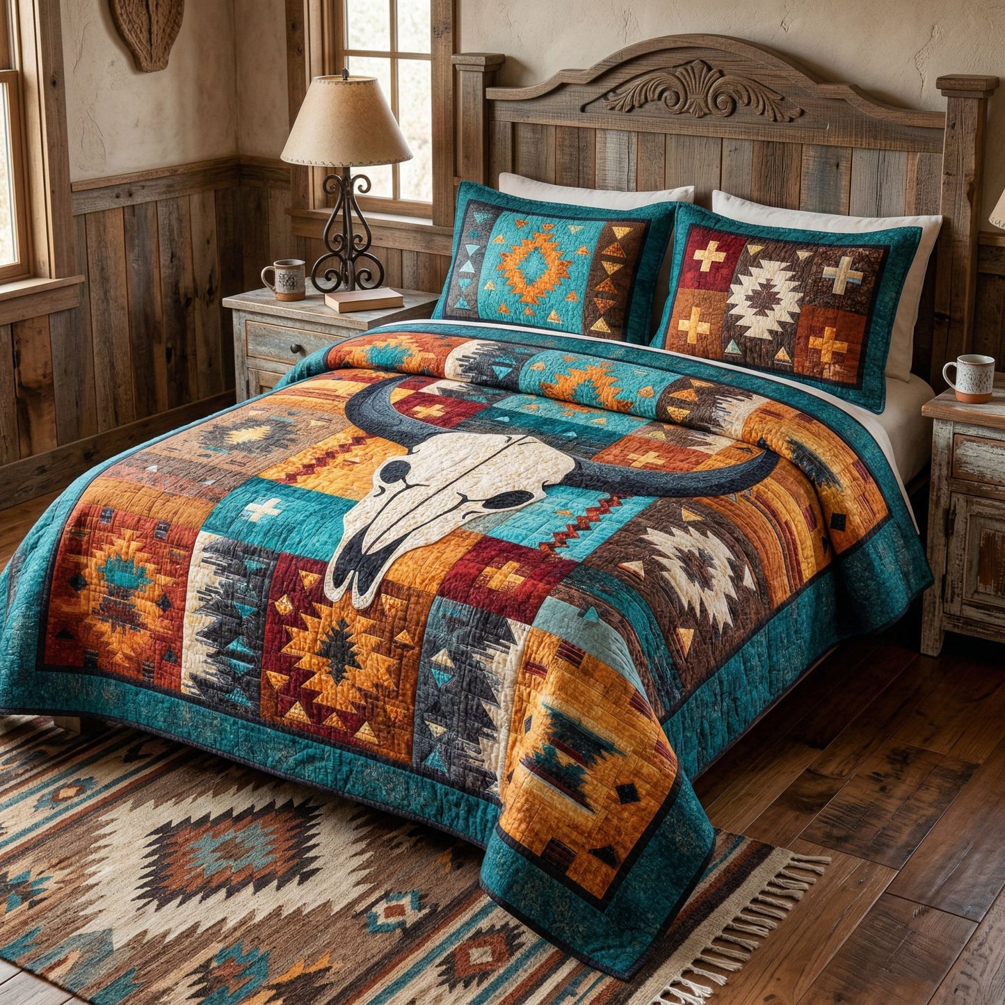 Desert Bones 3-Piece Quilted Bedding Set - Single (59" x 70")