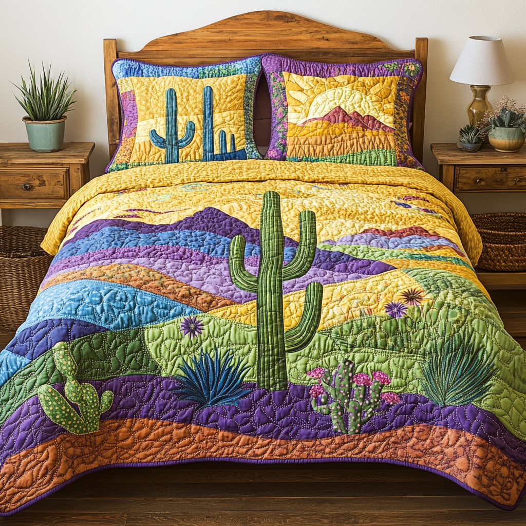Desert Dreamscape 3-Piece Quilted Bedding Set - Single (59" x 70")
