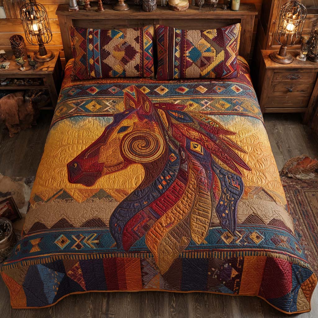 Desert Stallion 3-Piece Quilted Bedding Set - Single (59" x 70")