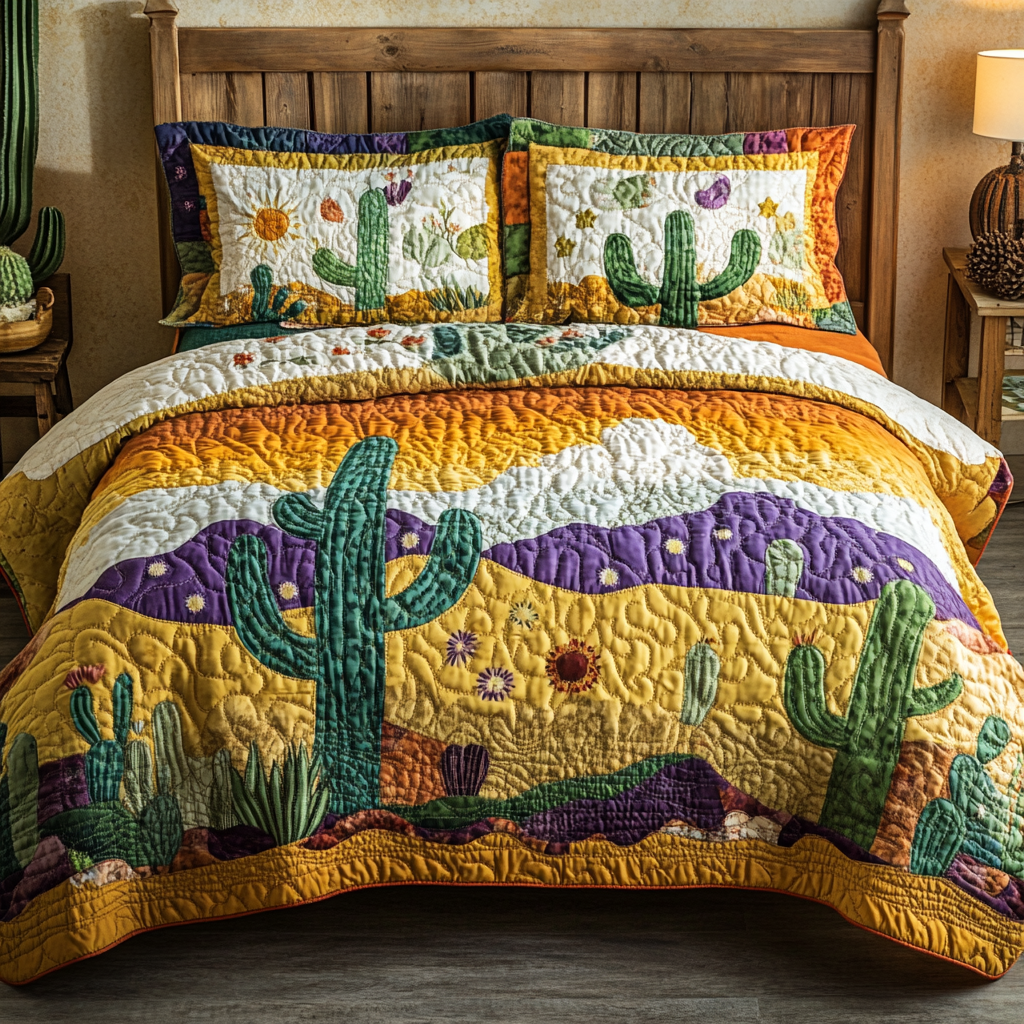 Desert Sunrise Delight 3-Piece Quilted Bedding Set - Single (59" x 70")