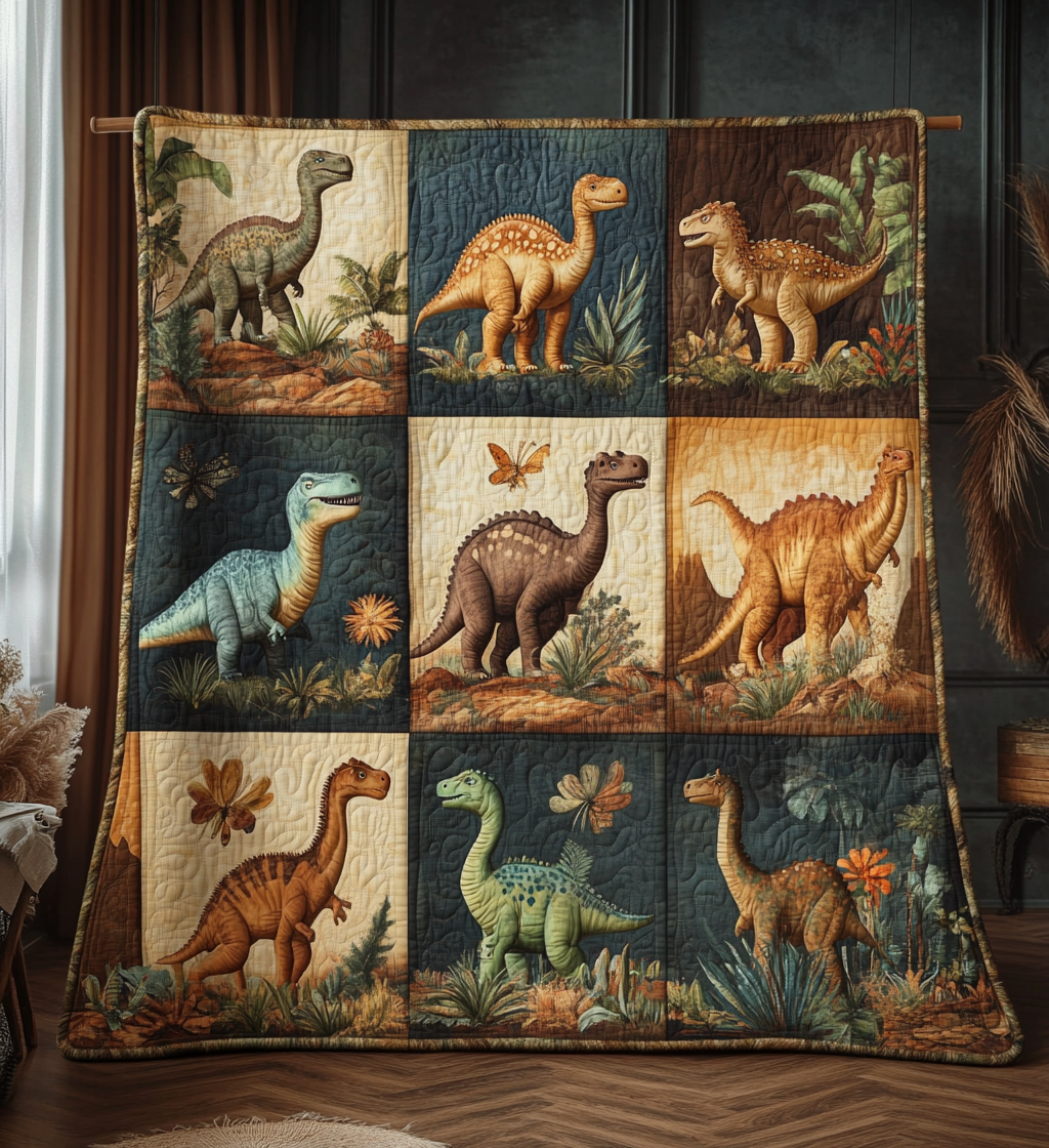 Dino Valley Art Quilt Hanging - Baby (30" x 40")