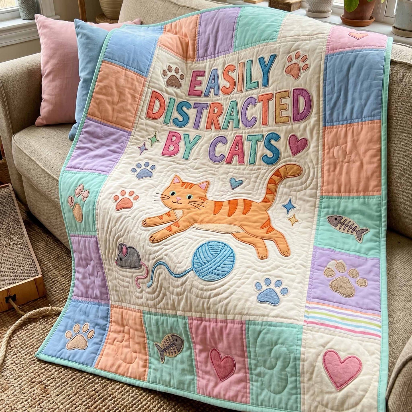 Distracted By Cats Quilted Blanket - Baby (30" x 40") - Pack 1
