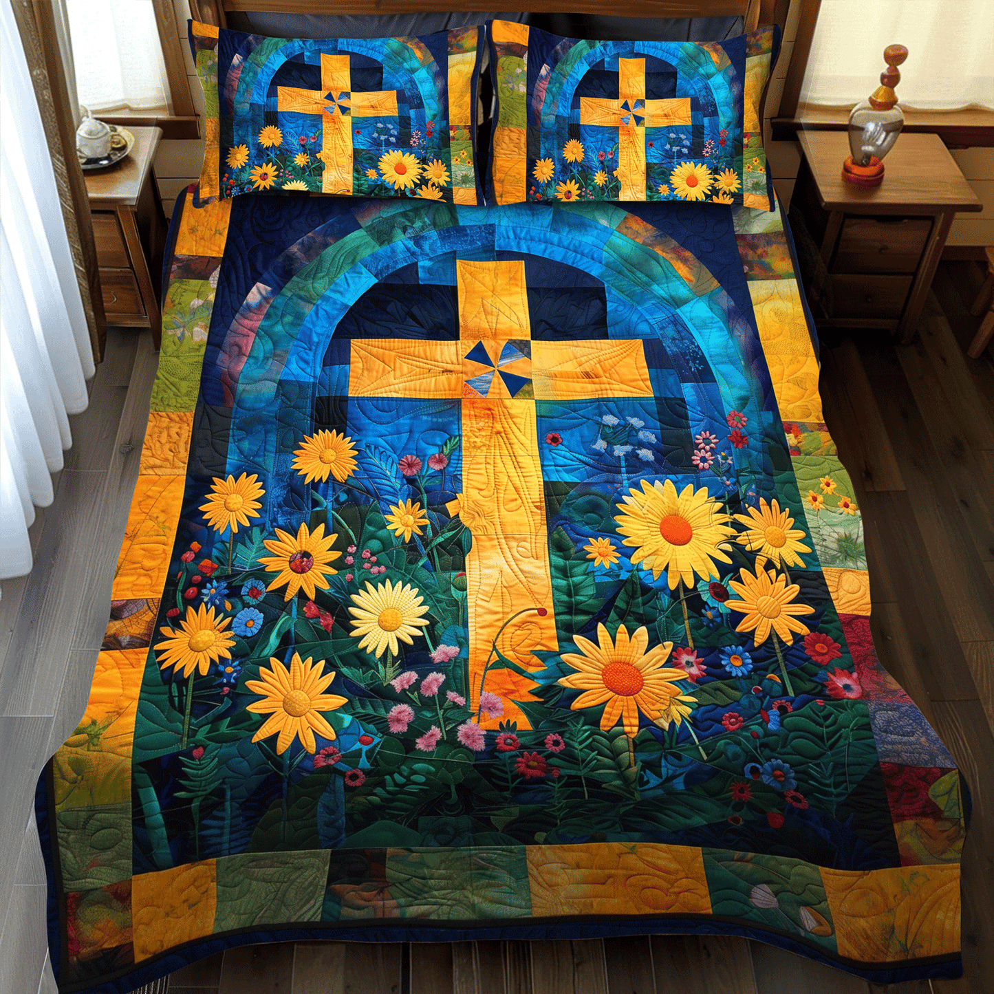 Divine Floral 3-Piece Quilted Bedding Set - Single (59" x 70")