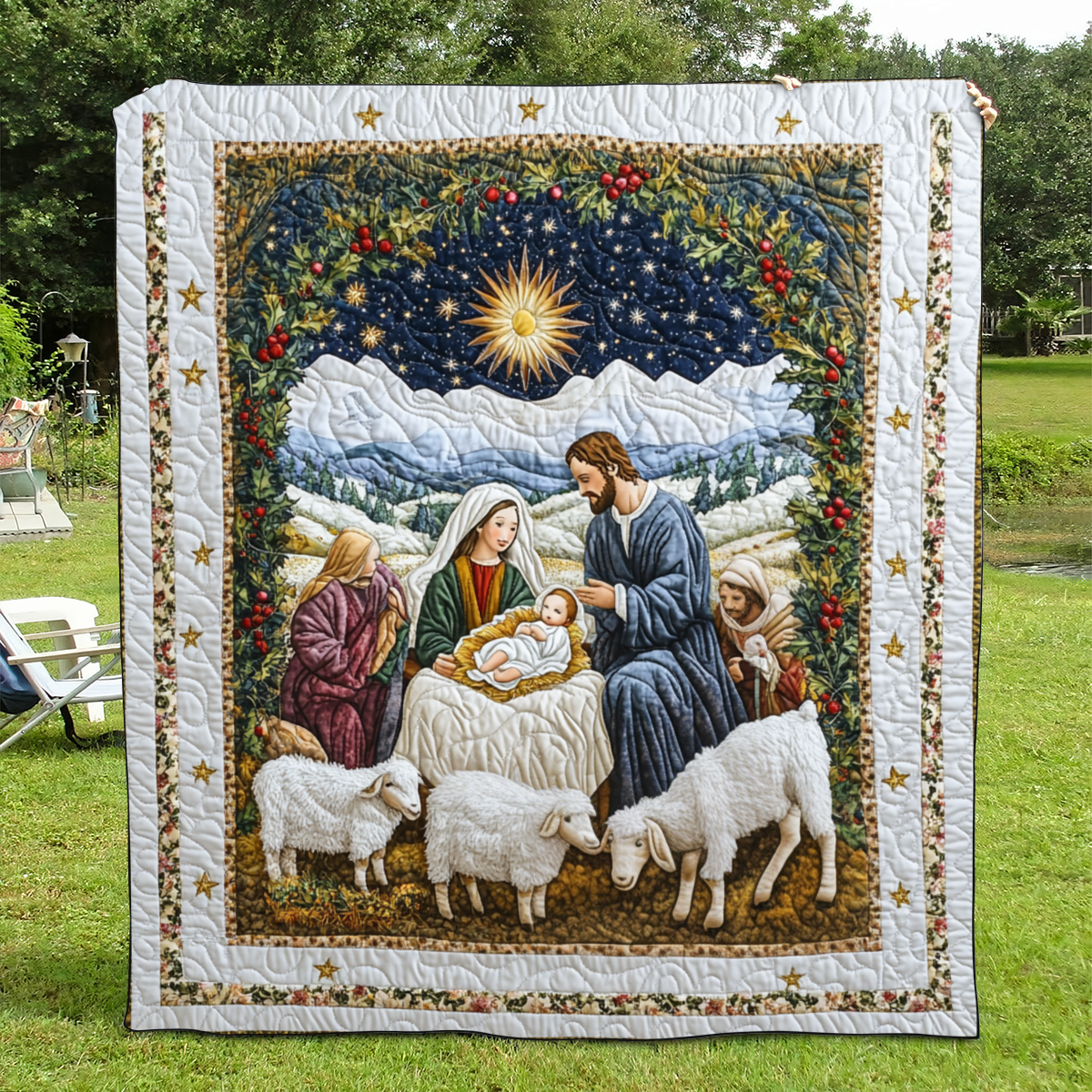 Divine Birth Quilted Blanket - Throw (55" x 60")