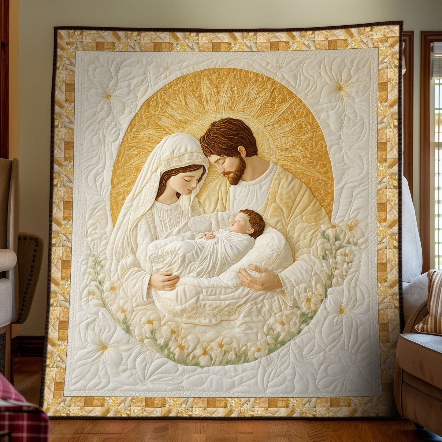 Divine Nativity Quilted Blanket - Throw (55" x 60")