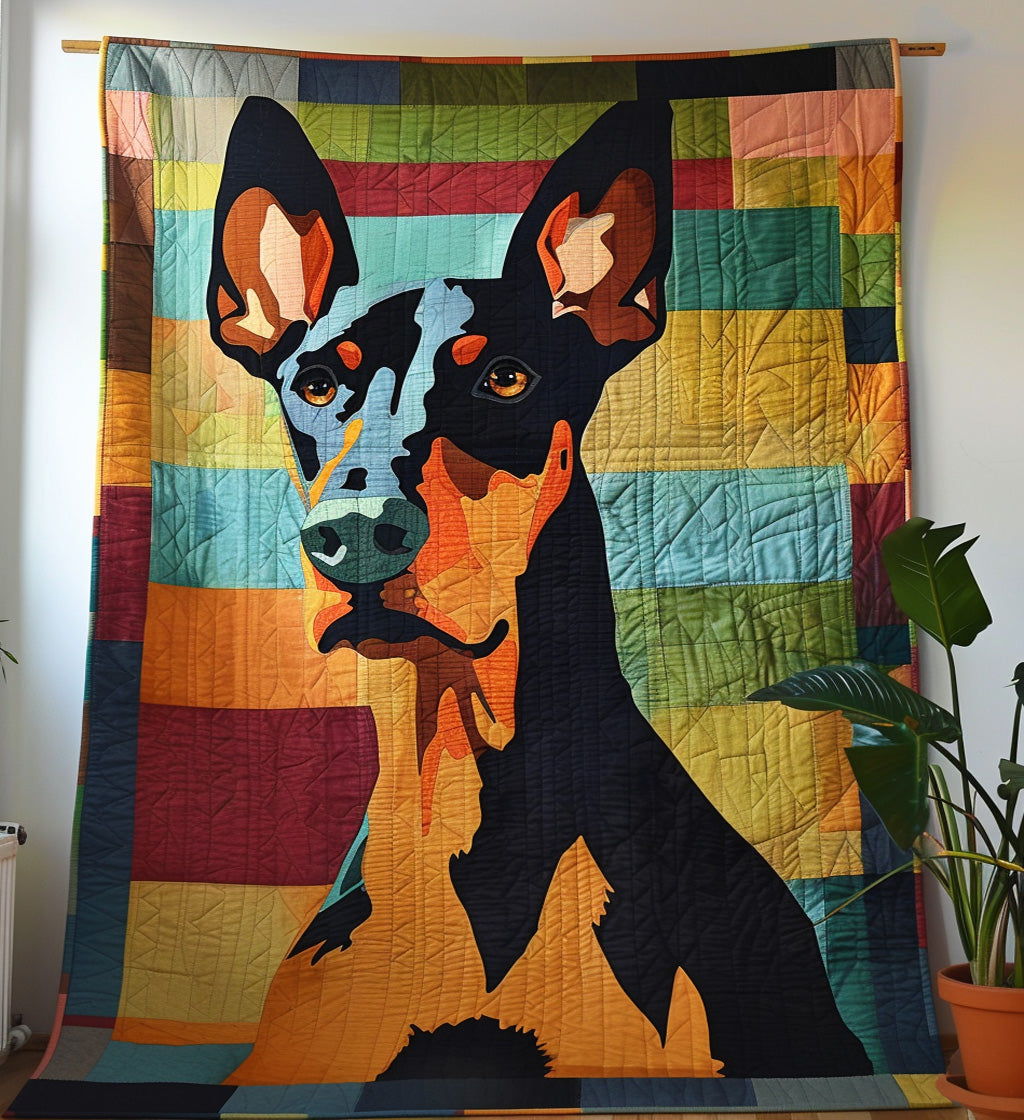 Doberman Prowess Quilted Blanket - Throw (55" x 60")