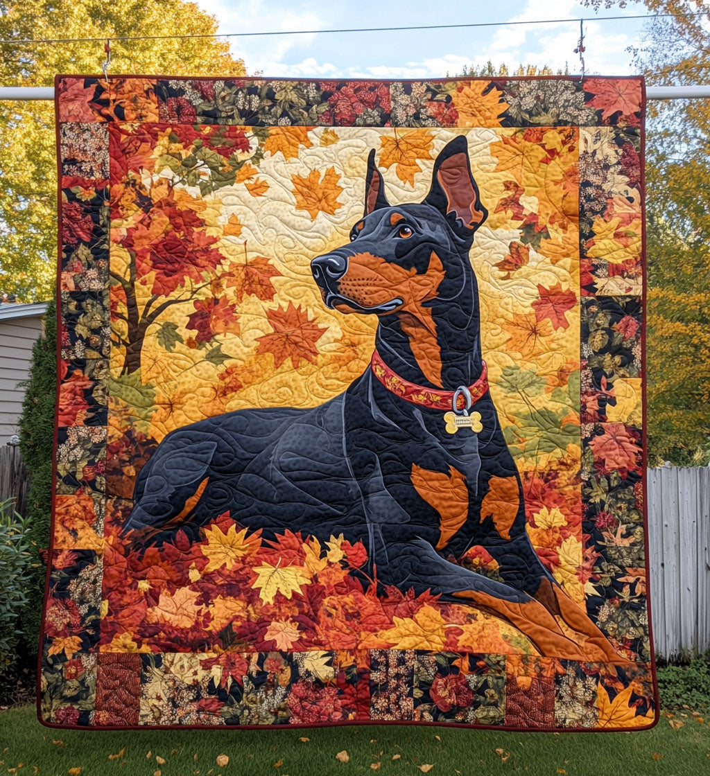 Doberman Guardian Quilted Blanket - Throw (55" x 60")