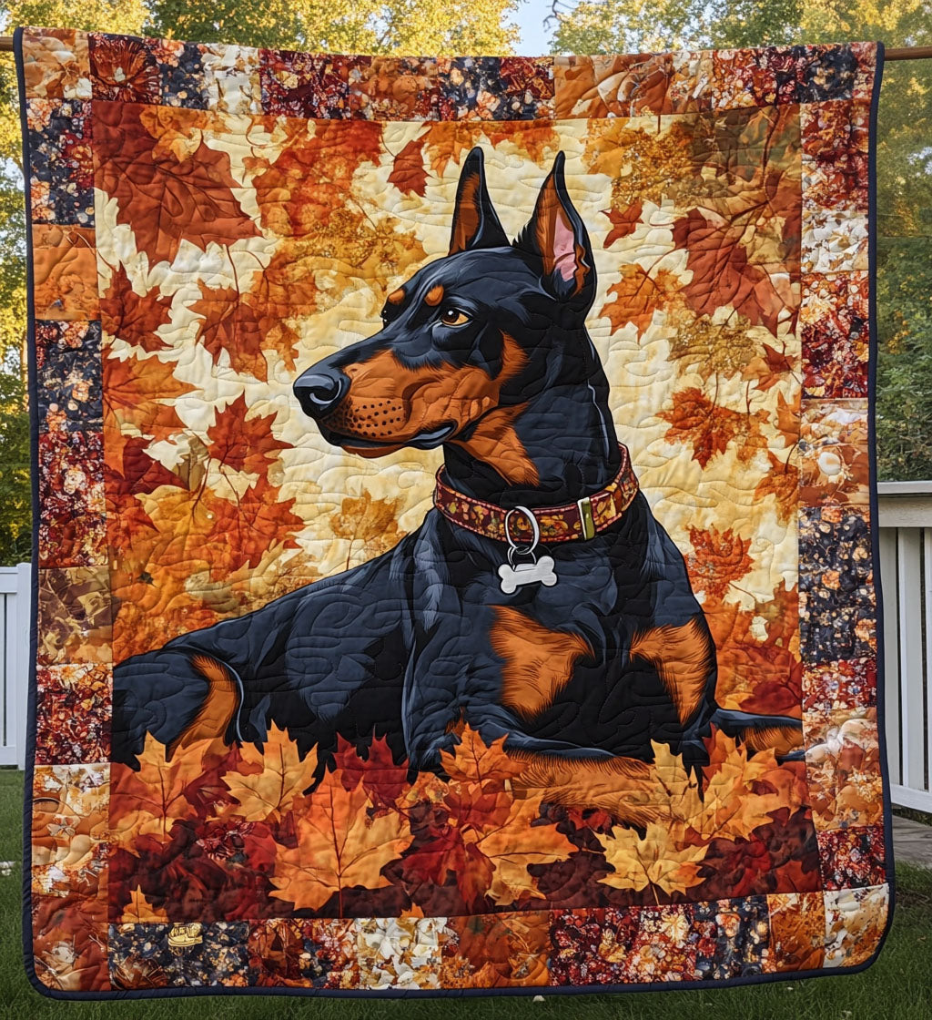 Doberman Watch Quilted Blanket - Throw (55" x 60")