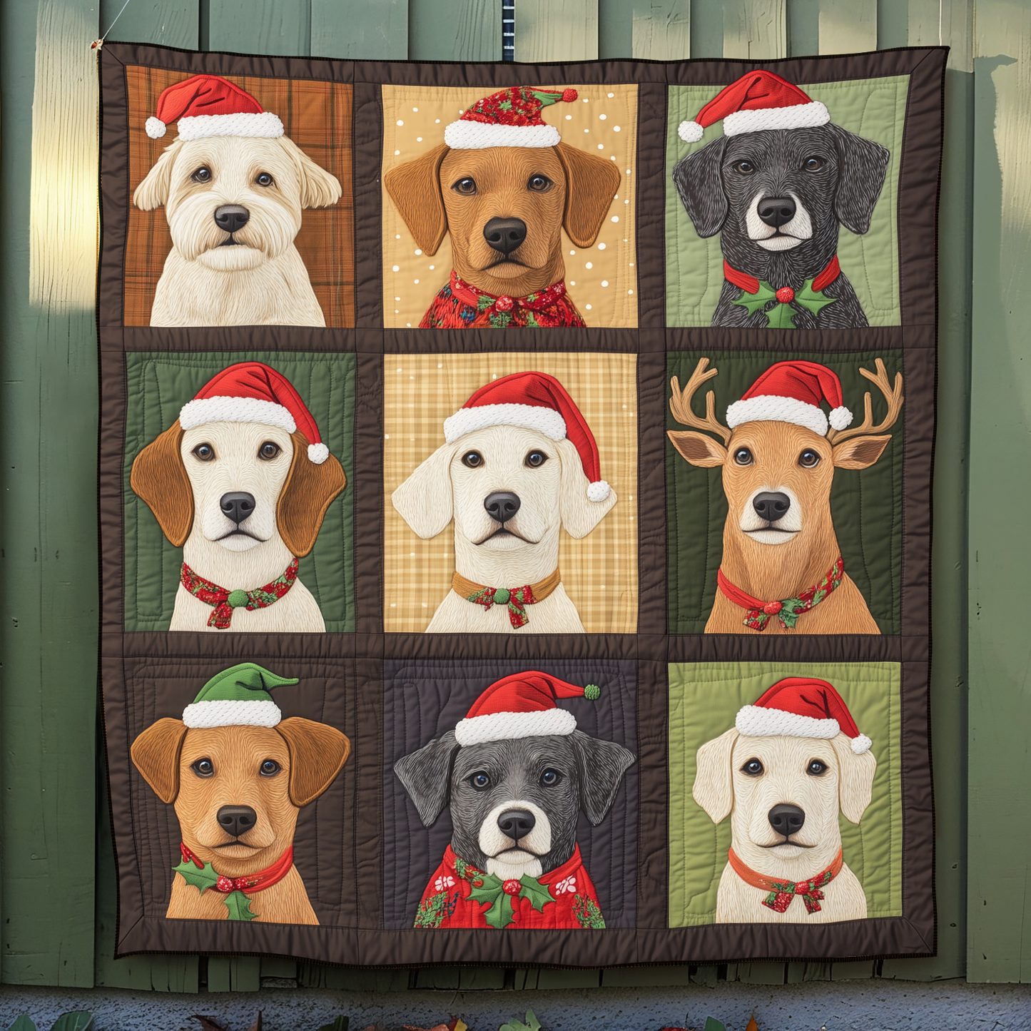 Dog Christmas Magic Quilted Blanket - Throw (55" x 60")