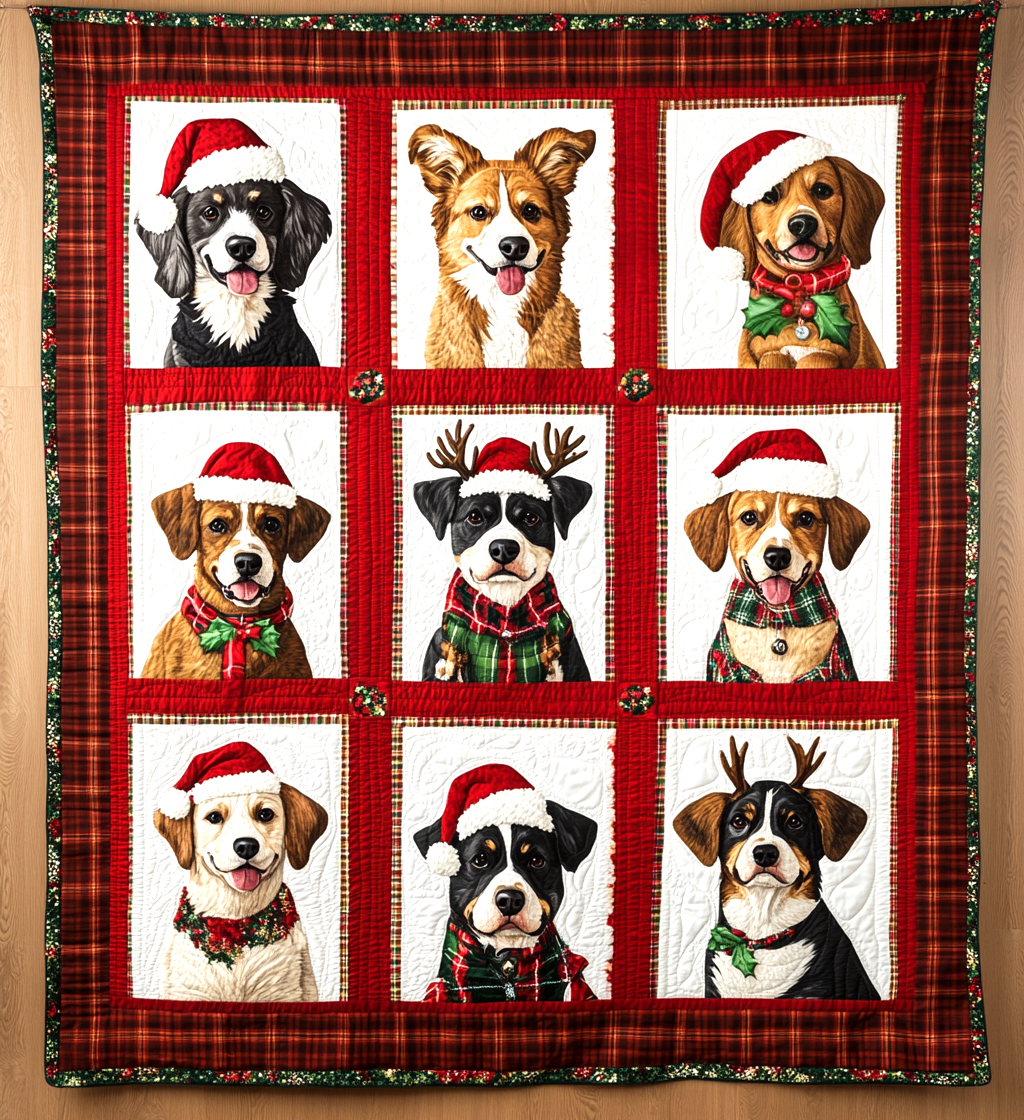 Dog Winter Dreams Quilted Blanket - Throw (55" x 60")