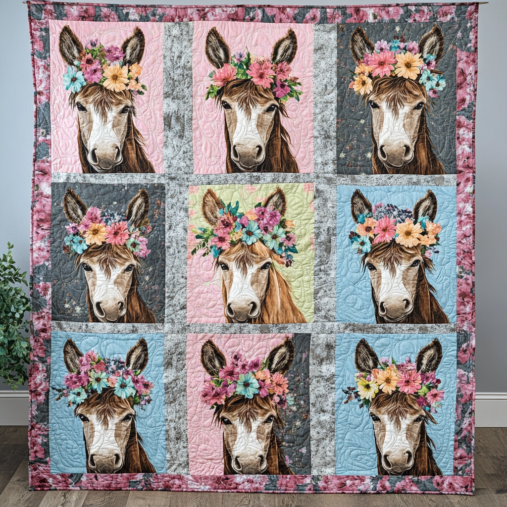 Donkey Dolly The Mule Quilted Blanket - Throw (55" x 60")
