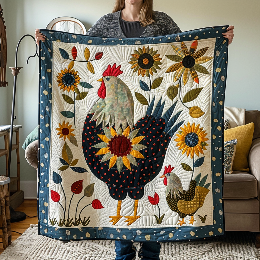 Dot Chicken Quilted Blanket - Throw (55" x 60")