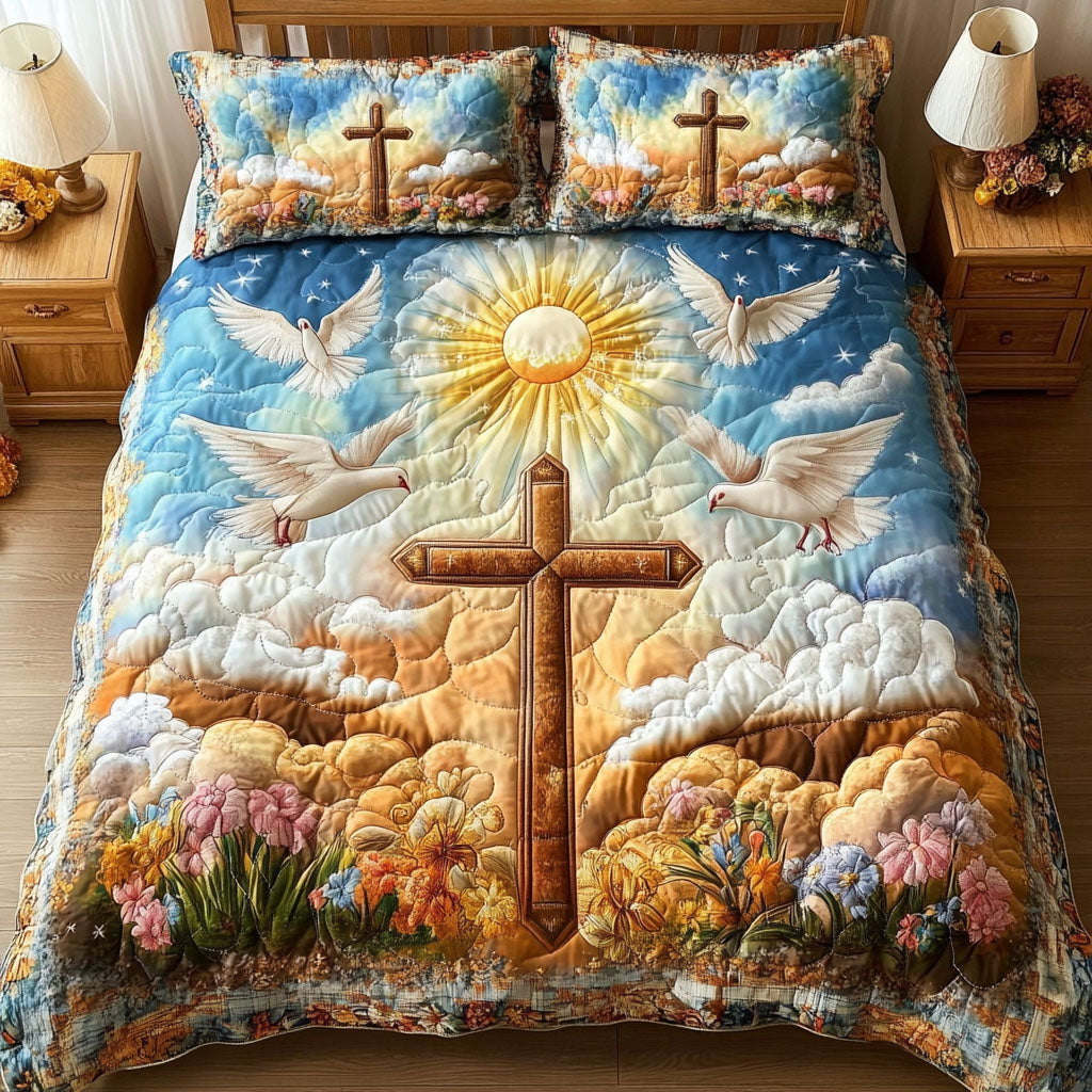 Dove Radiance 3-Piece Quilted Bedding Set - Single (59" x 70")