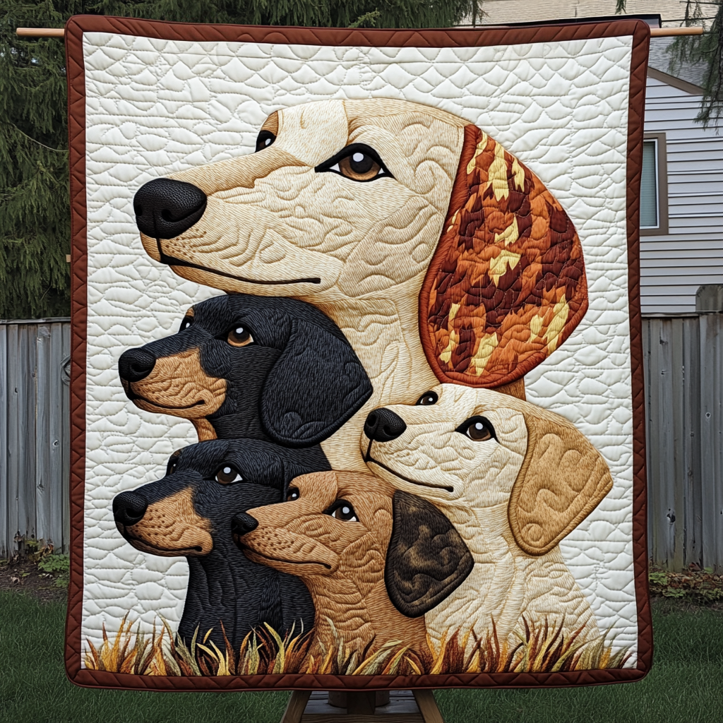 Doxie Delight Quilted Blanket - Throw (55" x 60")