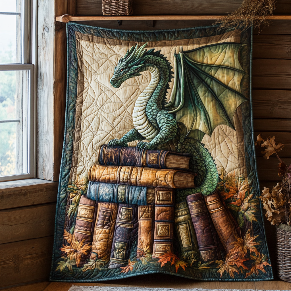 Dragon Autumn Fantasy Quilted Blanket - Throw (55" x 60")